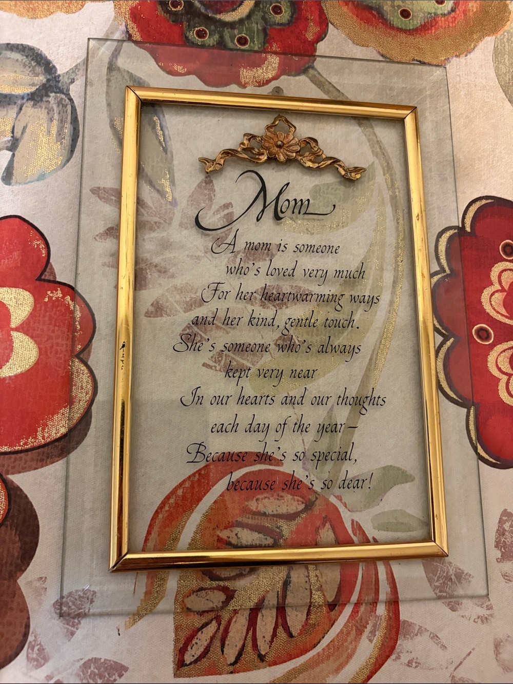 Gold Mom Sentiment Framed Wall Glass Art